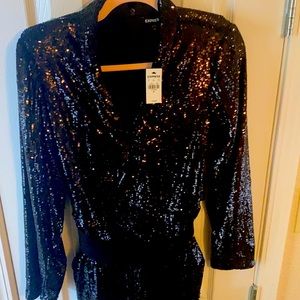 Express black sequence women jumpsuit